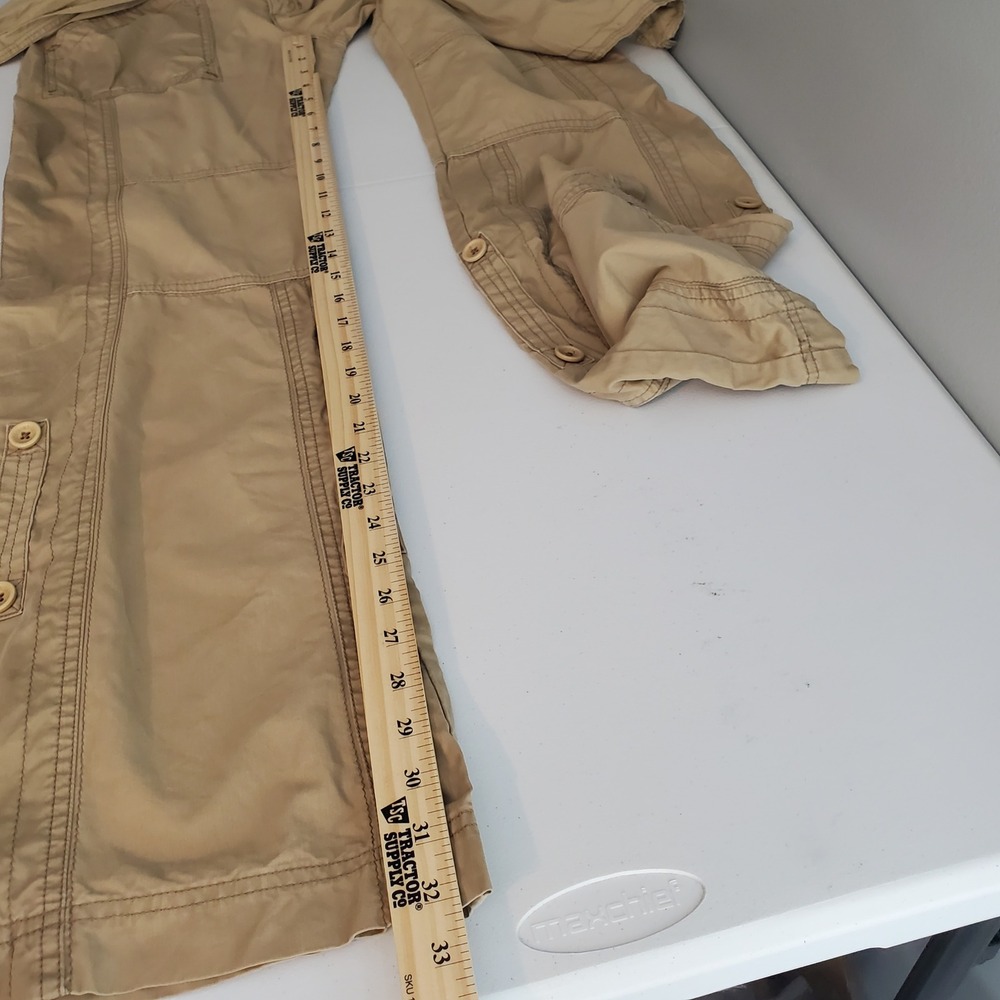 Vintage Abercrombie & Fitch Khaki Cargo Pants Tie Waist S Y2K Low Rise Wide Leg - Picture 8 of 14